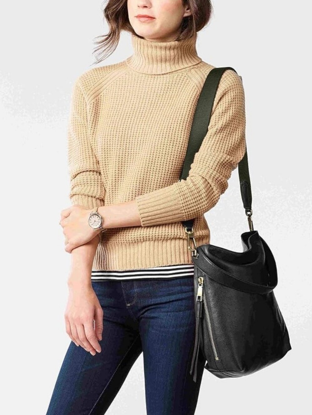 Like New FOSSIL Maya Black Solid Leather Shoulder Hobo Bag Used 1x!